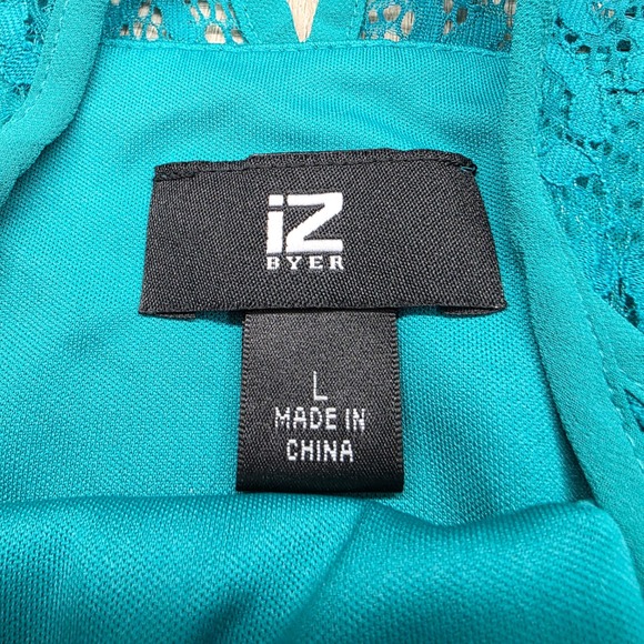 IZ Byer Lace Dress Turquoise Blue Fit Flare Sleeveless Boho Party Large Womens - Picture 8 of 9